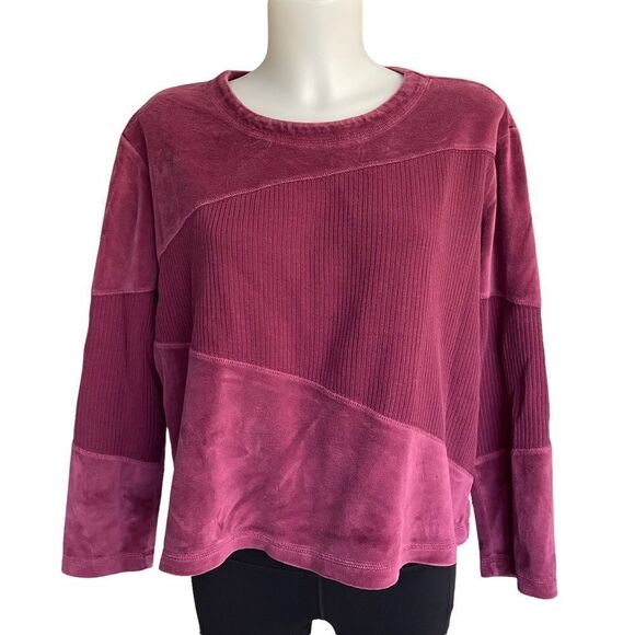 J. Jill magenta ribbed , velvet cropped pullover sweater , cotton size small‎ - Picture 1 of 8